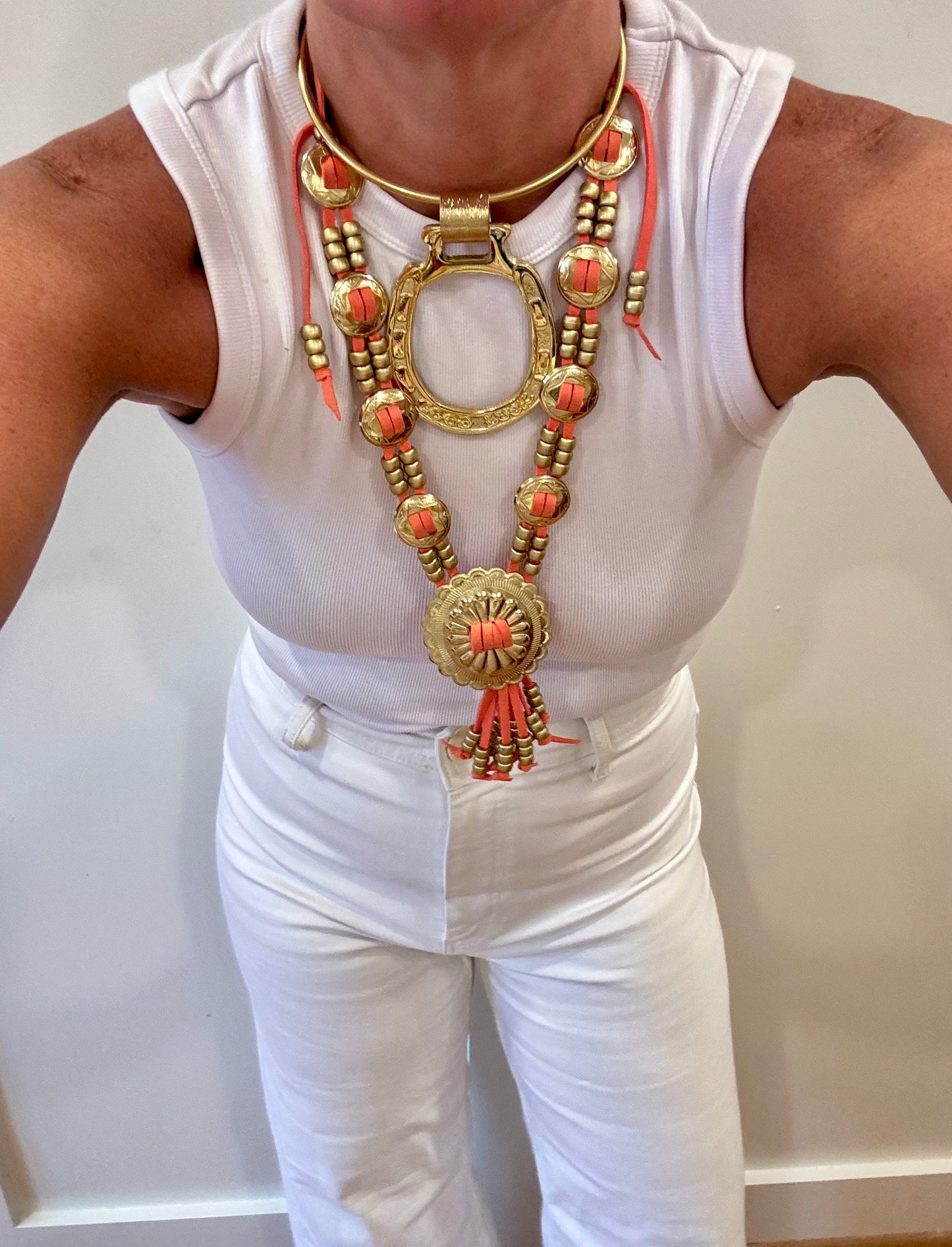 Orange concho necklace
