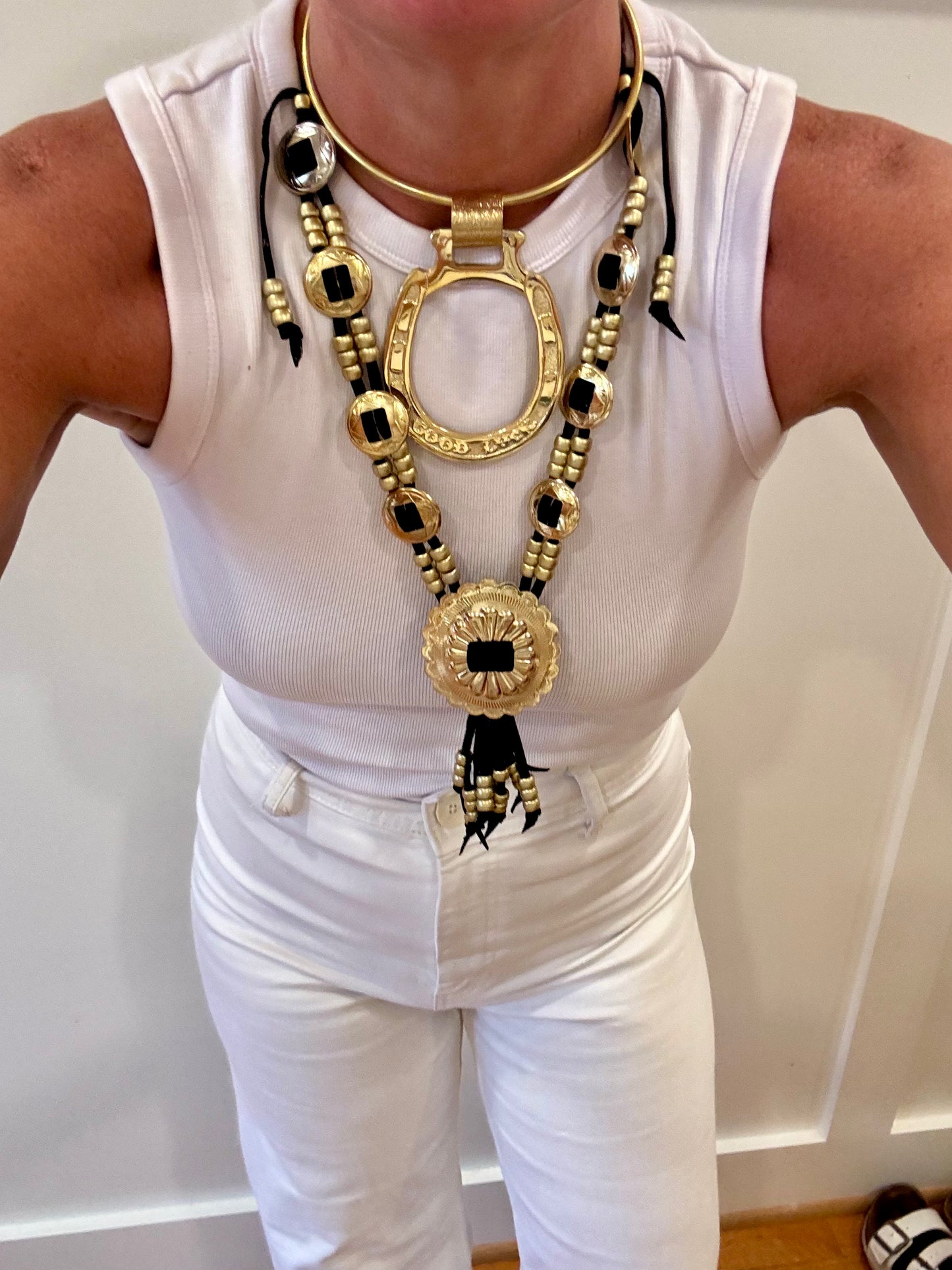 Black concho necklace