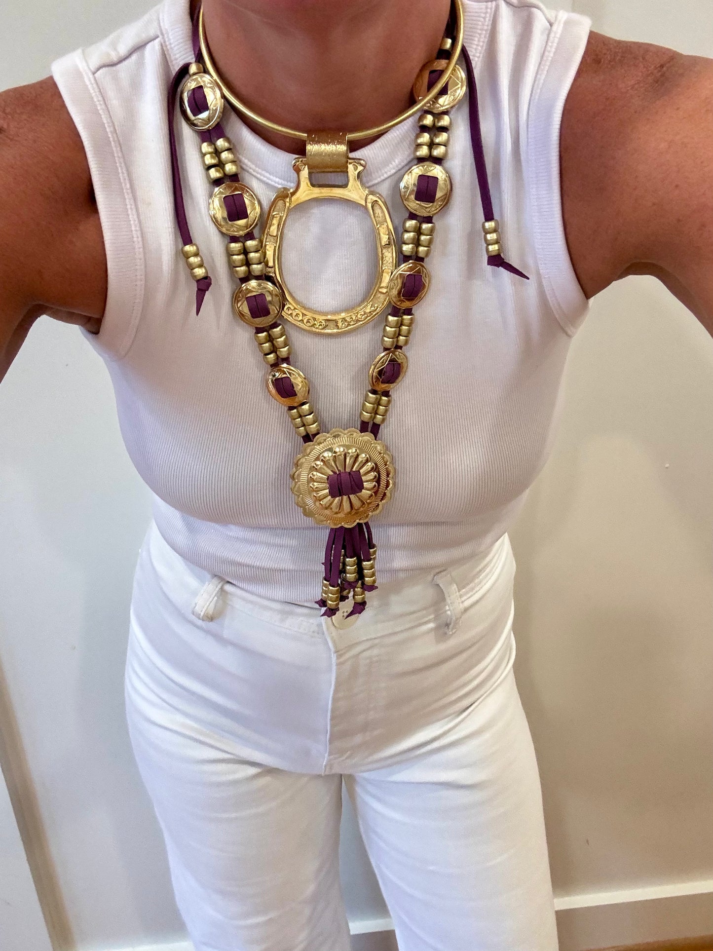 Purple concho necklace