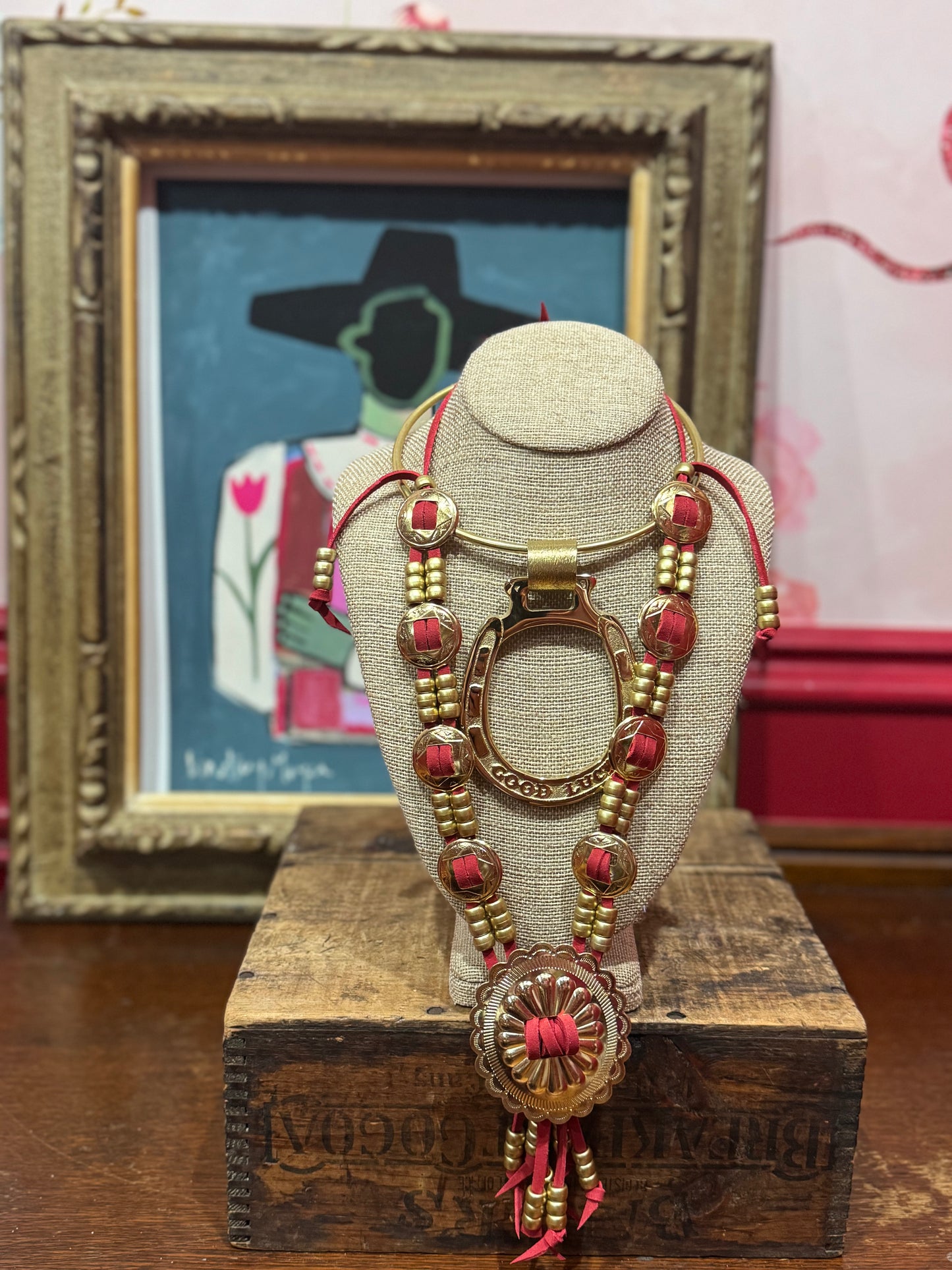 Red concho necklace