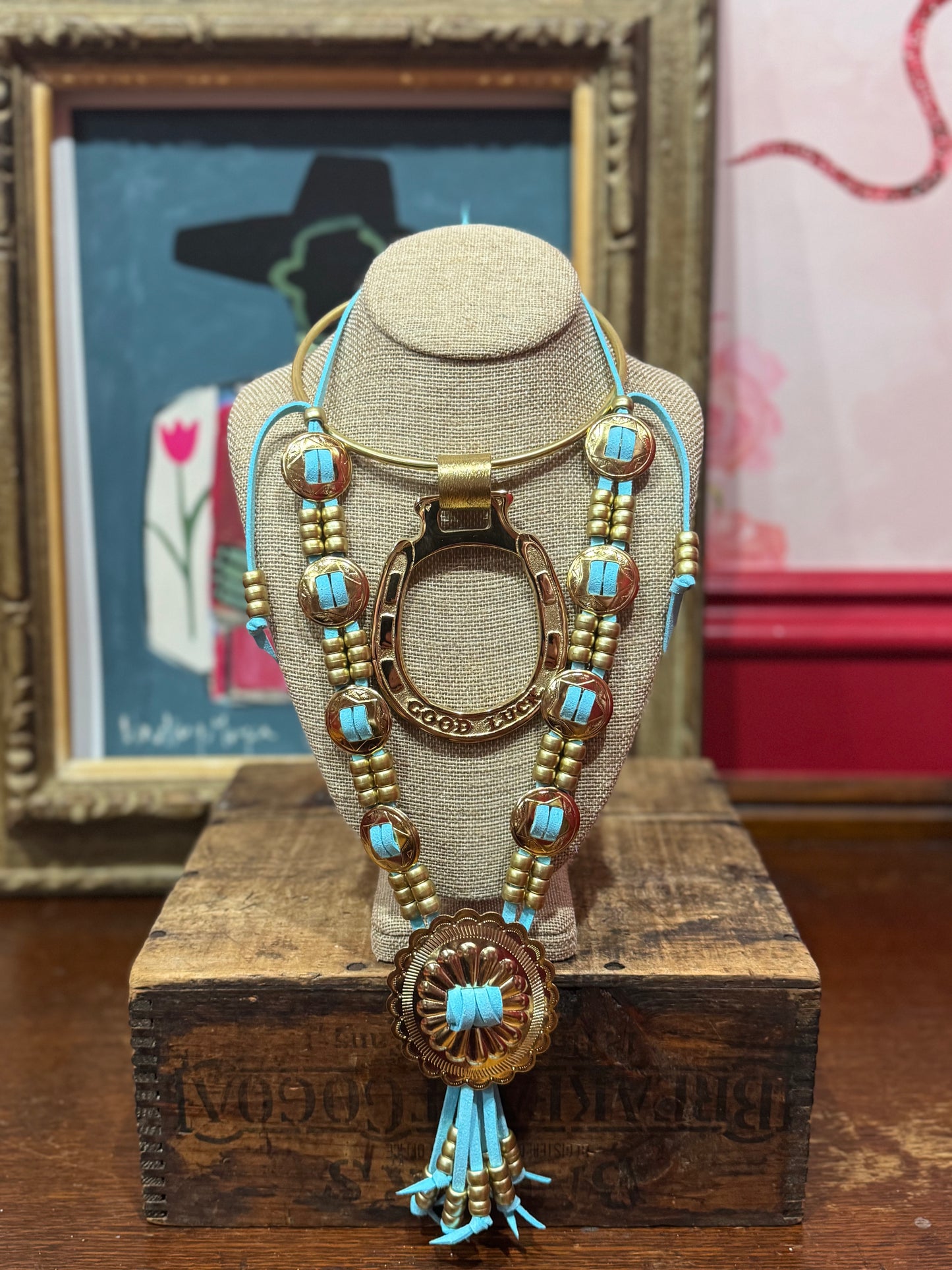 Turquoise concho necklace