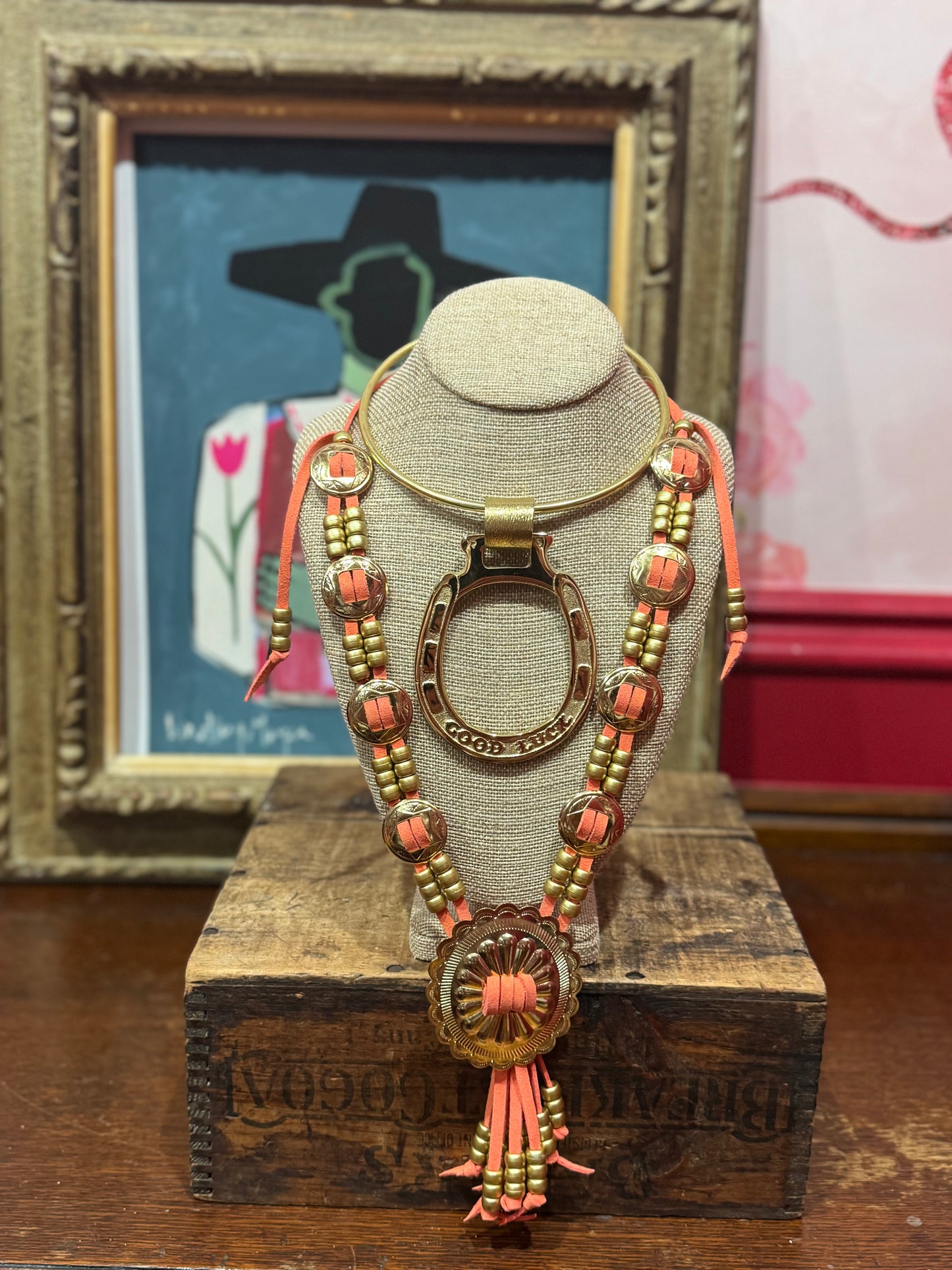 Orange concho necklace