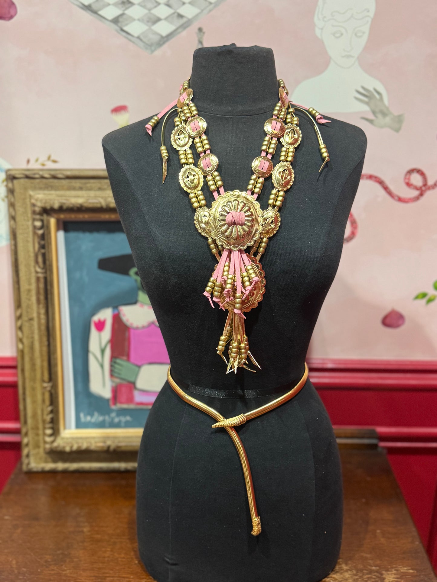 Pink concho necklace