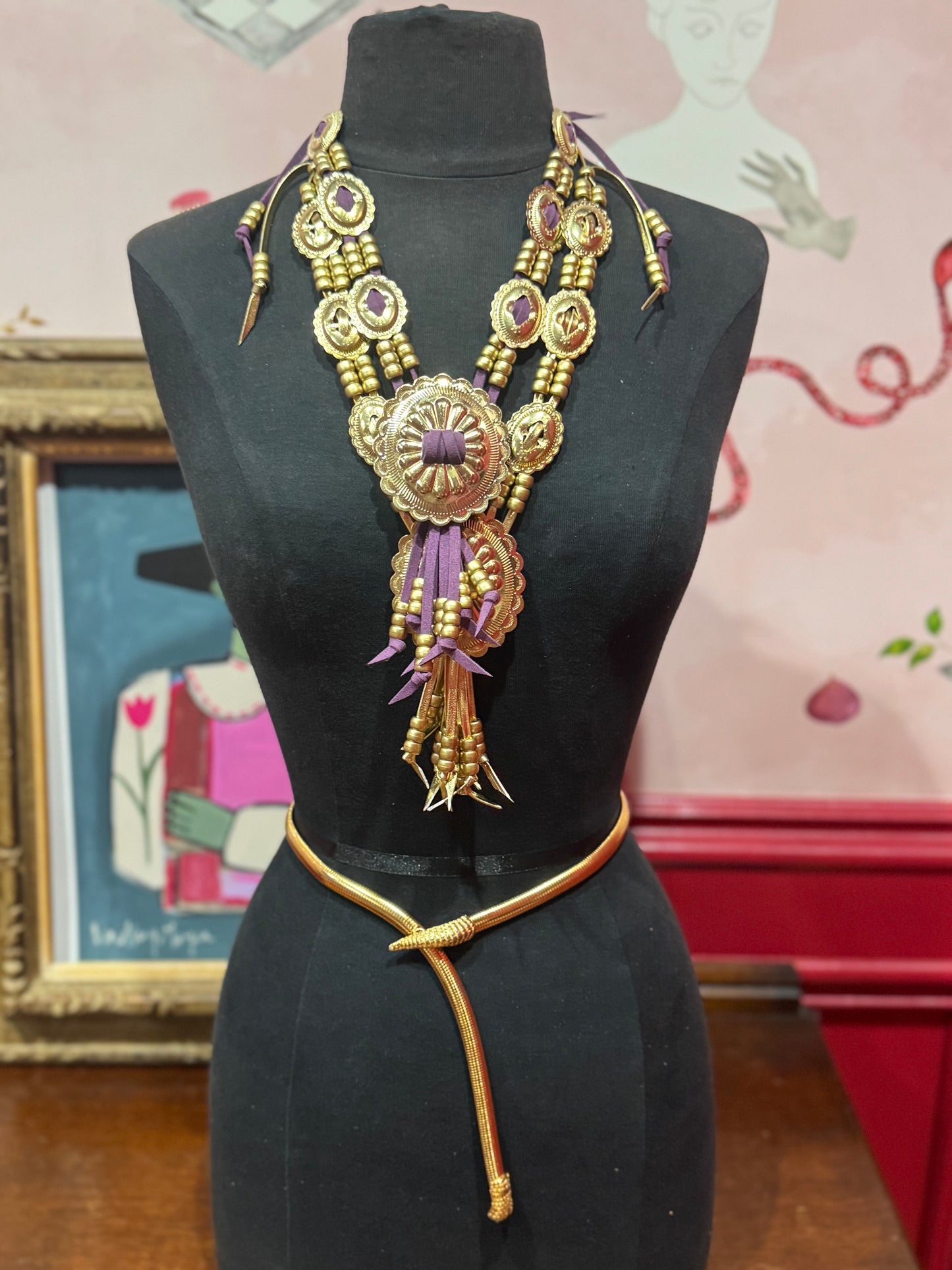 Purple concho necklace