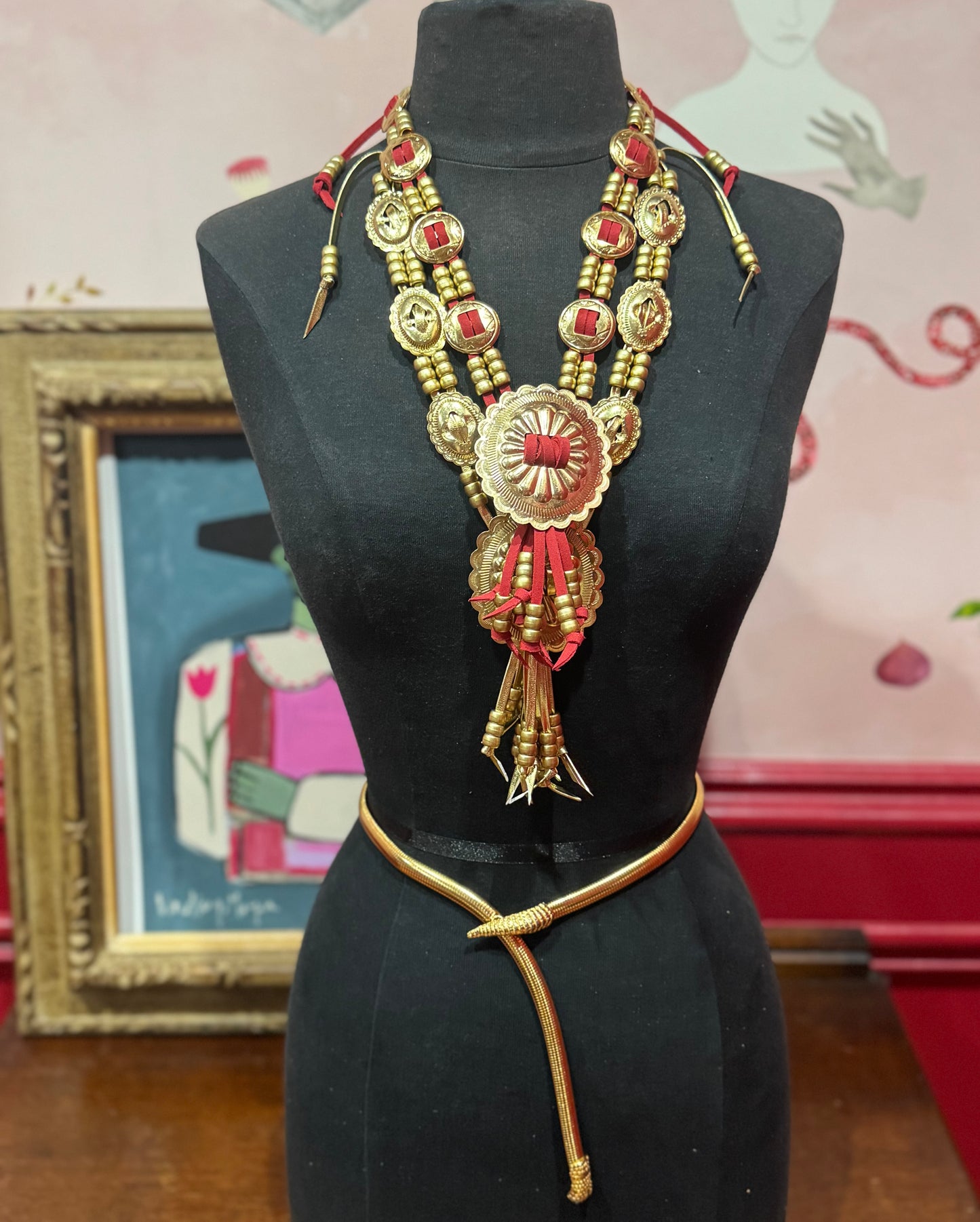 Red concho necklace