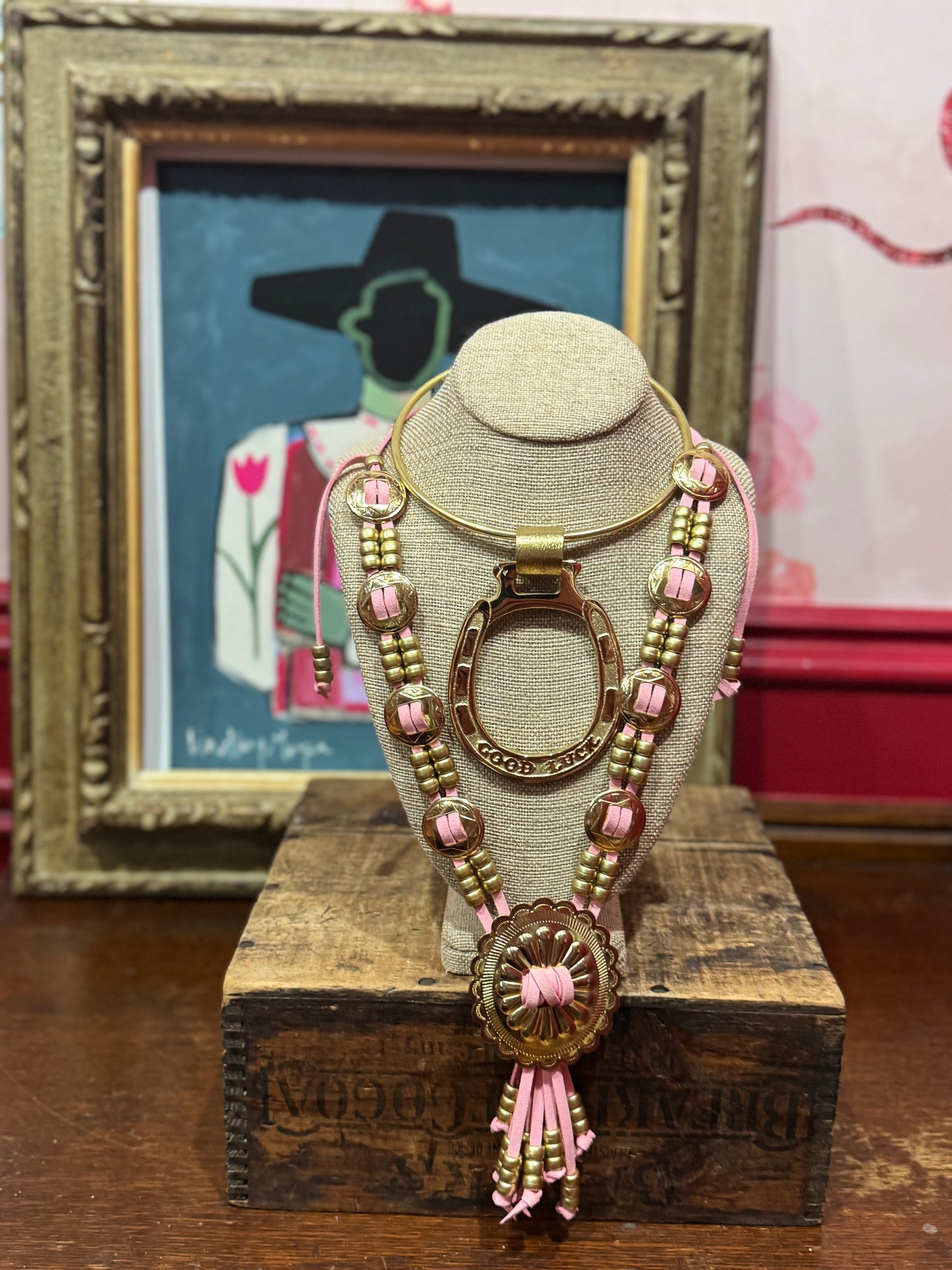 Pink concho necklace