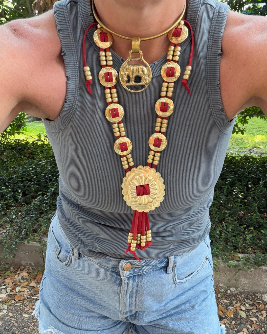 Red concho necklace