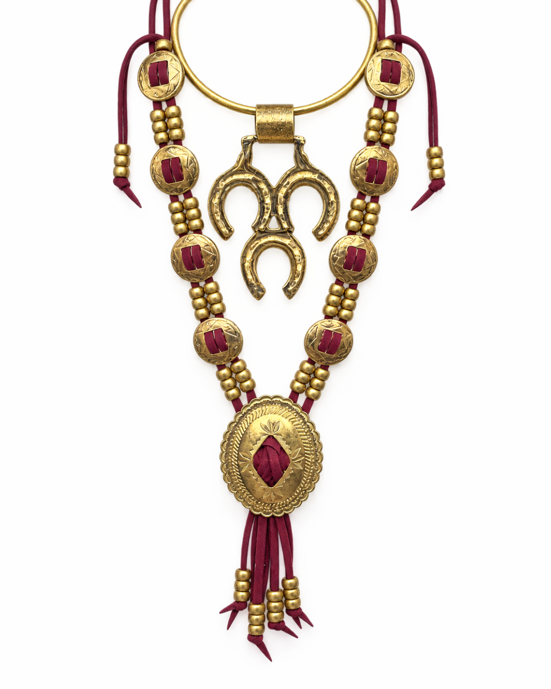 Maroon Concho Necklace