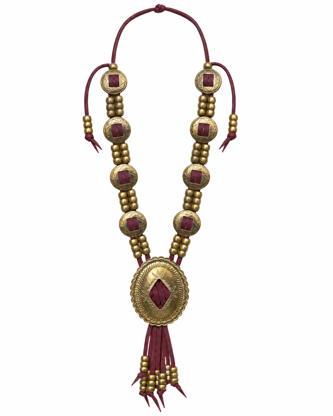 Maroon Concho Necklace