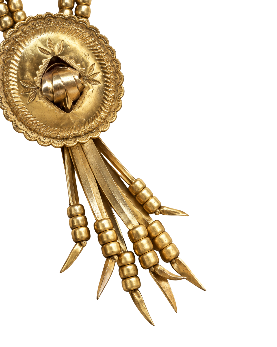 Gold Leather Concho Necklace