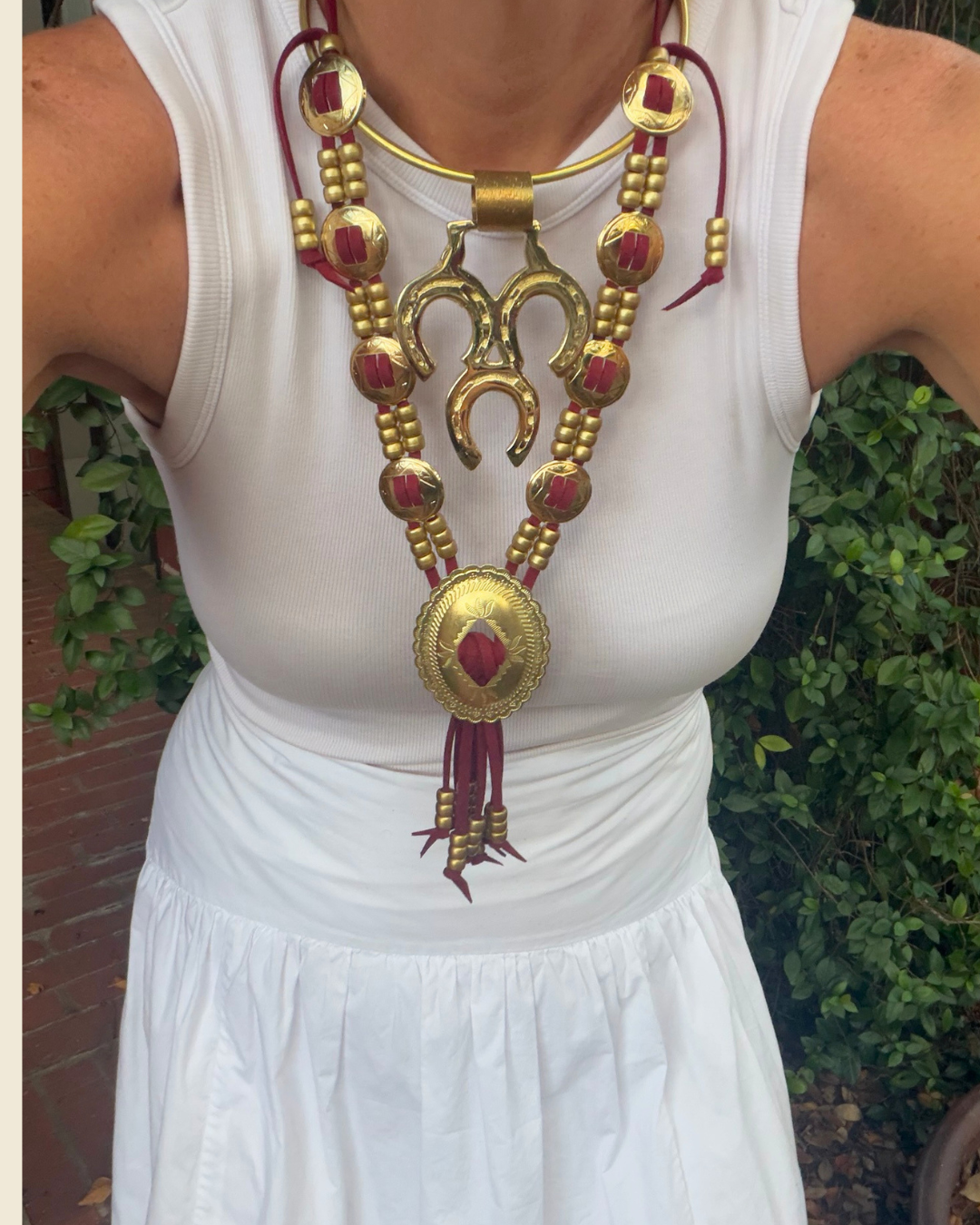 Maroon Concho Necklace