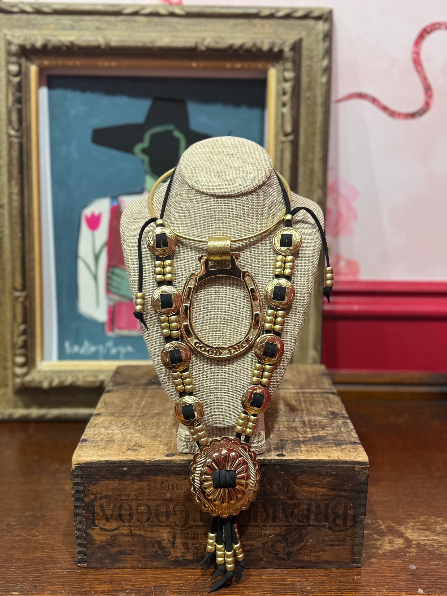 Black concho necklace