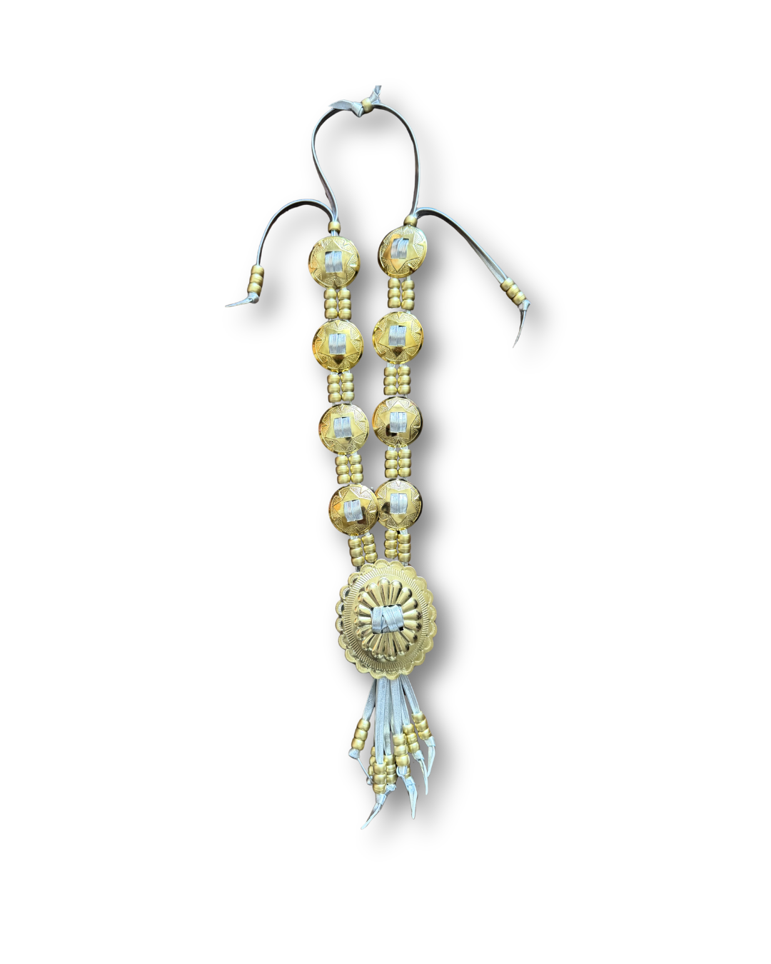 Two-toned metallic concho necklace