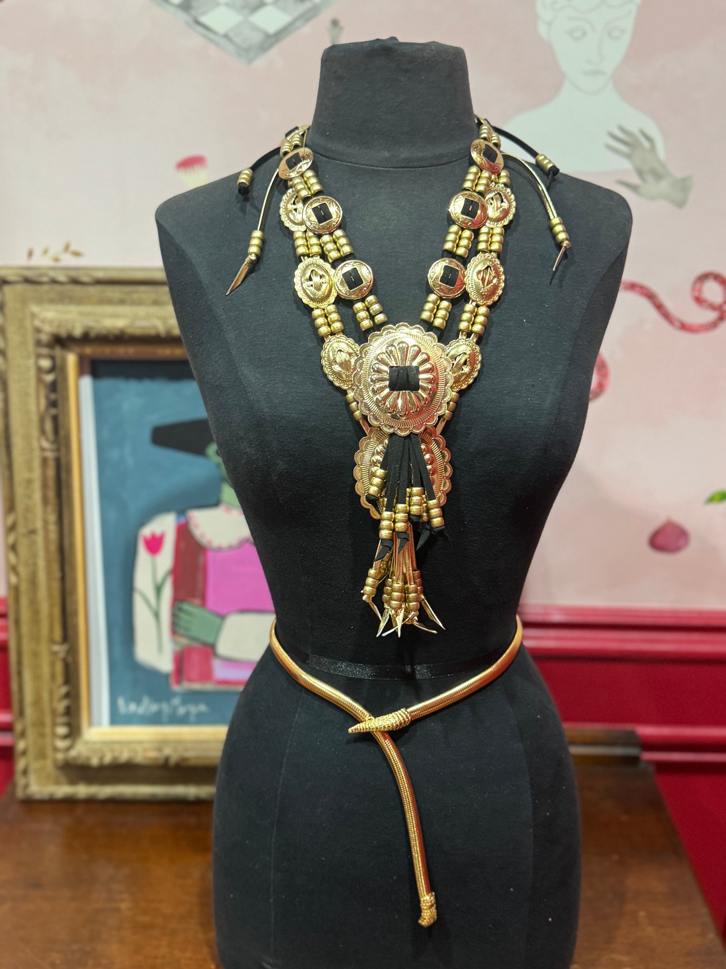 Black concho necklace