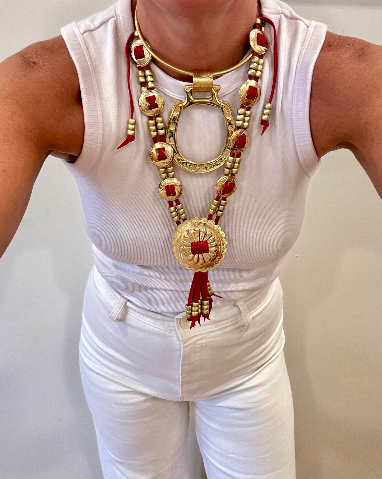 Red concho necklace