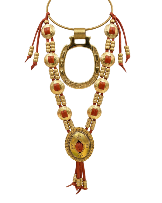 Burnt Orange Concho Necklace